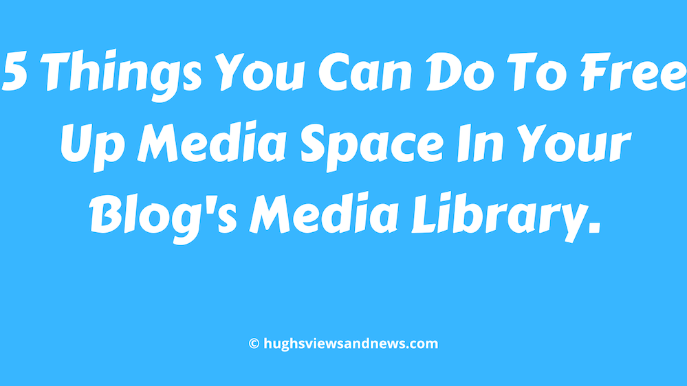 Light blue image with the words '5 Things You Can Do To Free Up Media Space In Your Blog's Media Library' written in white text.