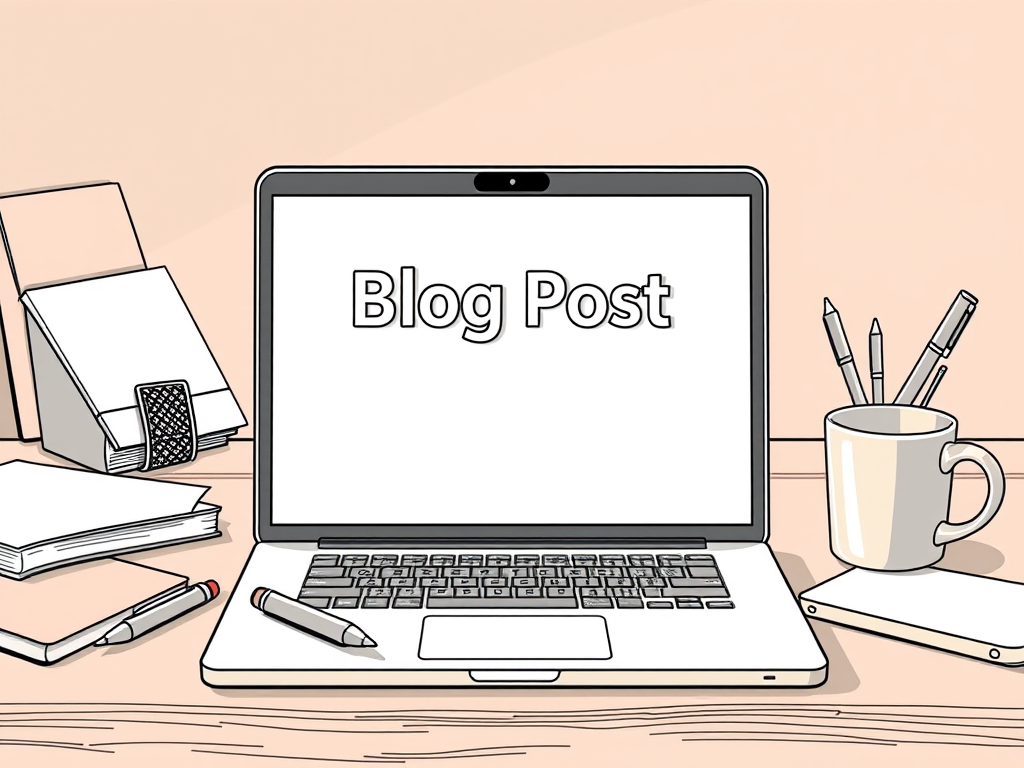 An image of a laptop computer showing the word 'Blog Post' on the screen.