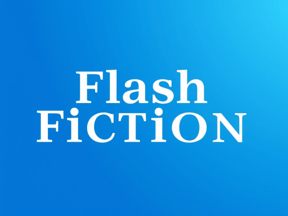 An image with a blue background with the words 'Flash Fiction' in white text.
